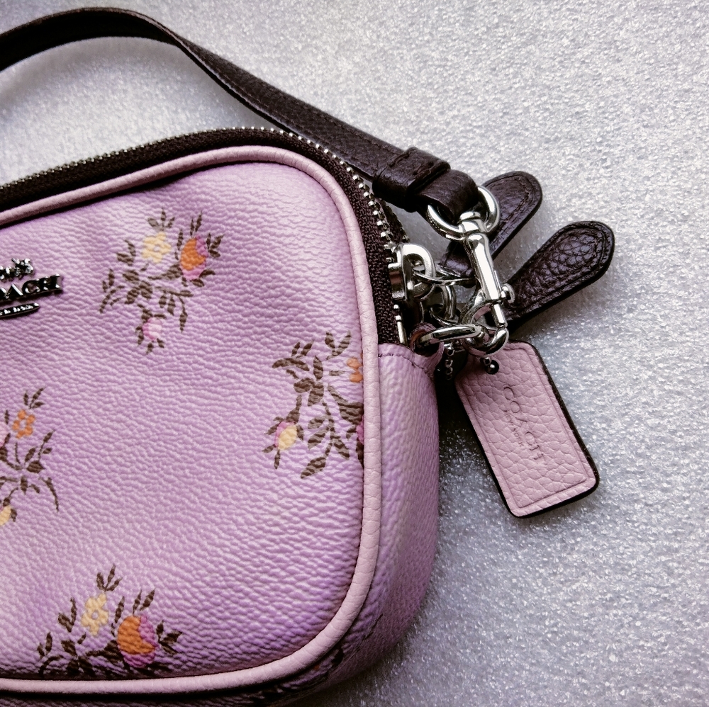 Coach Floral Cross Stitch Double Zipper Crossbody - Picture 3 of 13